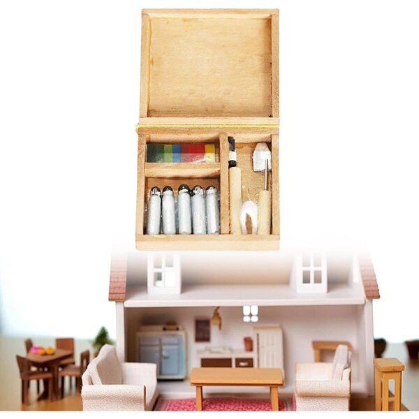 Sharplace Mini-Farbkasten 1:12 für Puppenhaus – dekoratives Accessoire aus Holz