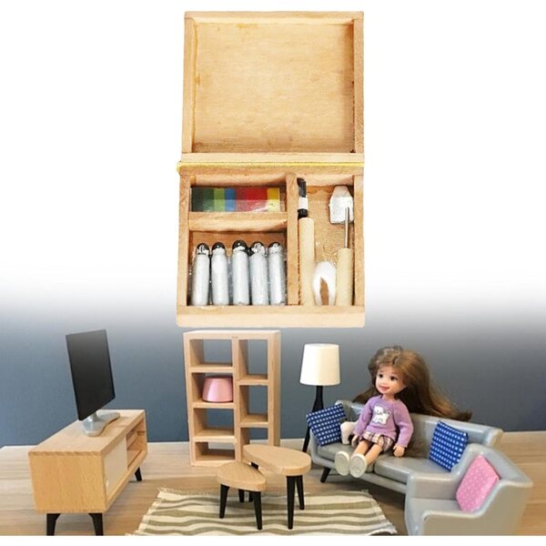 Sharplace Mini-Farbkasten 1:12 für Puppenhaus – dekoratives Accessoire aus Holz