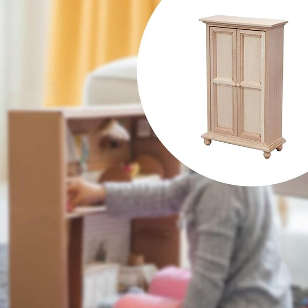 1:12 Miniatur-Kleiderschrank aus Holz für Puppenhaus – Dekoration und Geschenk