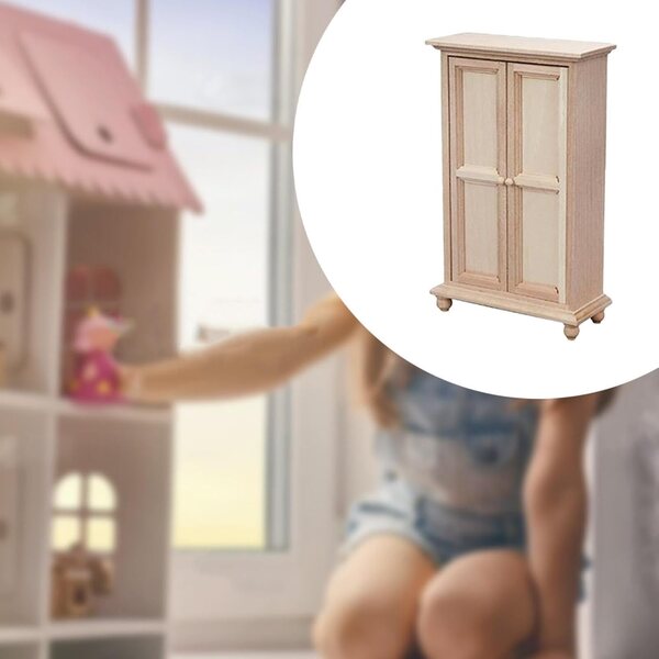 1:12 Miniatur-Kleiderschrank aus Holz für Puppenhaus – Dekoration und Geschenk