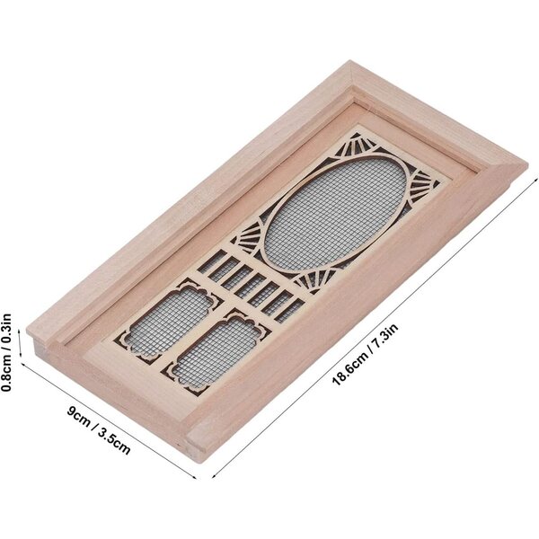 Porta con Zanzariera in Legno per Casa delle Bambole 1:12 - Finitura Naturale Omquot