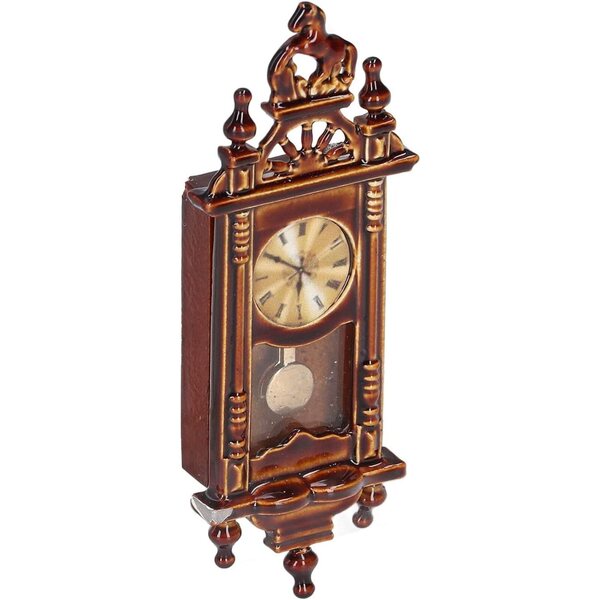 Orologio vintage in miniatura 1:12 per casa delle bambole, legno e lega di qualità