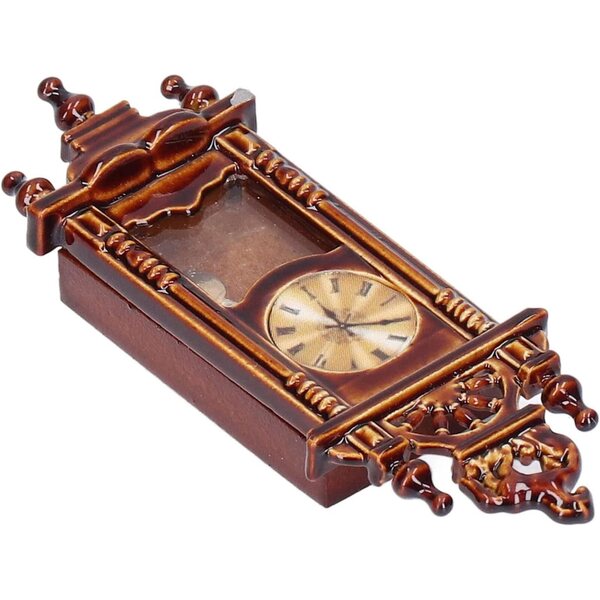 Orologio vintage in miniatura 1:12 per casa delle bambole, legno e lega di qualità