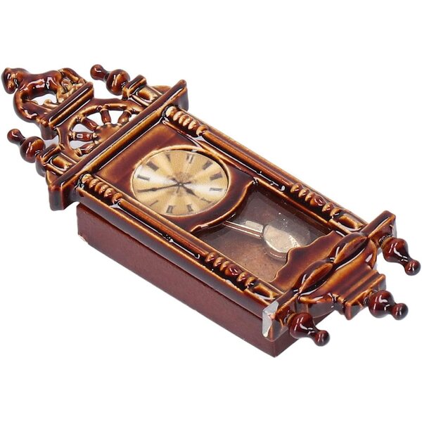 Orologio vintage in miniatura 1:12 per casa delle bambole, legno e lega di qualità