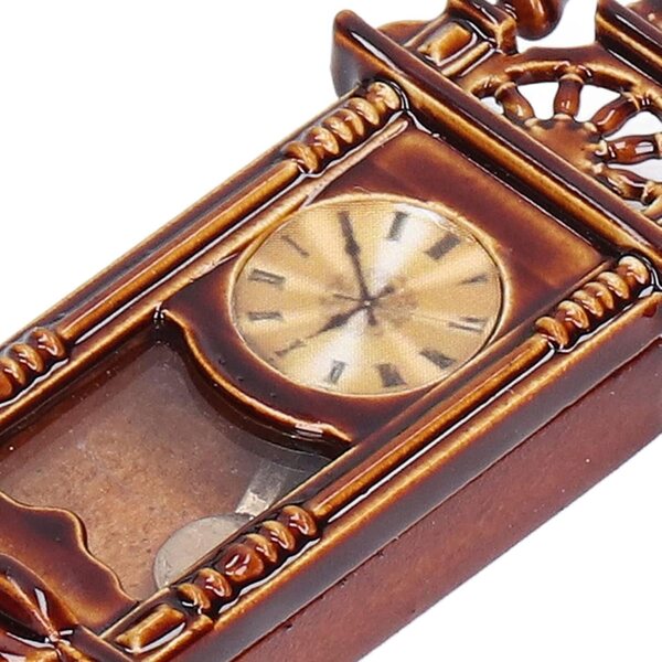 Orologio vintage in miniatura 1:12 per casa delle bambole, legno e lega di qualità