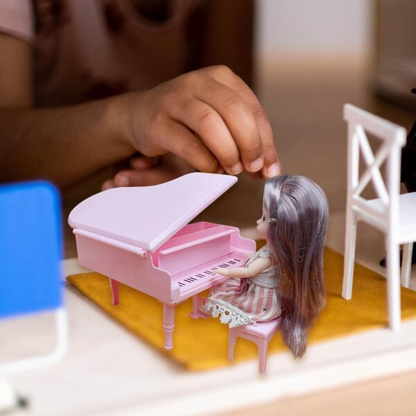 1:12 Mini-Flügel für Puppenhaus mit Hocker und Öffnungsdeckel