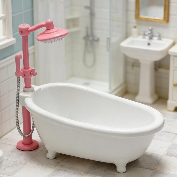 Sharplace Mini-Badewanne für Puppenhaus aus Polypropylen, Retro-Design