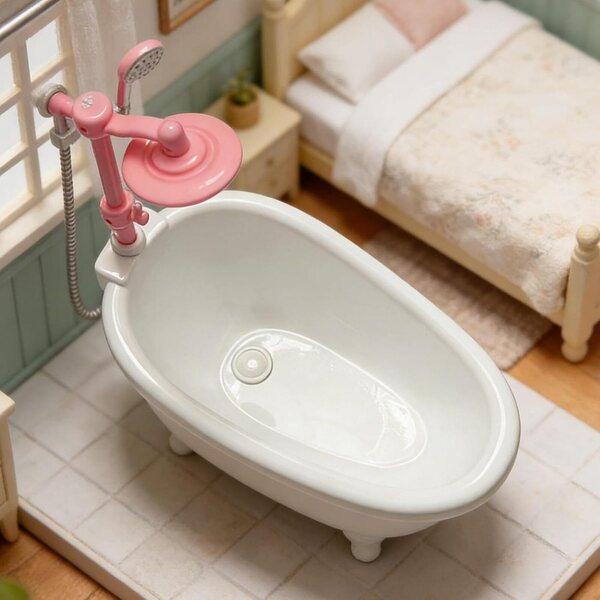 Sharplace Mini-Badewanne für Puppenhaus aus Polypropylen, Retro-Design