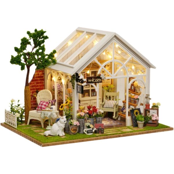 Miniatur-Puppenhaus-Bausatz aus Holz mit Staubschutz – DIY