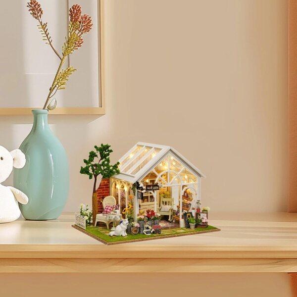 Kit Casa delle Bambole in Miniatura in Legno con Copertura Antipolvere - Fai da Te