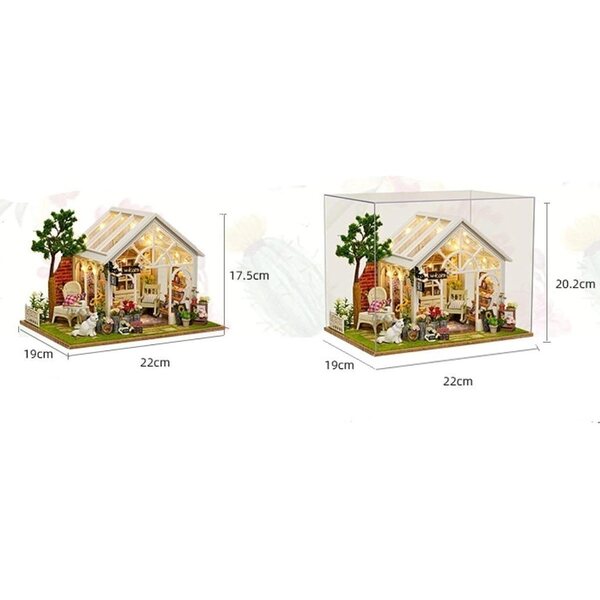 Kit Casa delle Bambole in Miniatura in Legno con Copertura Antipolvere - Fai da Te