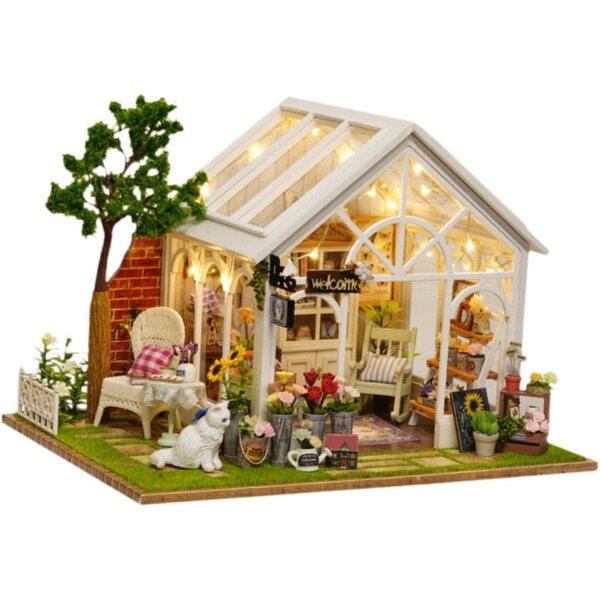 Kit Casa delle Bambole in Miniatura in Legno con Copertura Antipolvere - Fai da Te