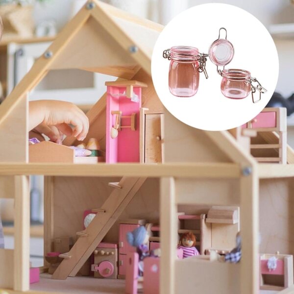 Sharplace Set mit 2 Miniaturgläsern 1:6 für Puppenhaus, rosa, widerstandsfähige Materialien
