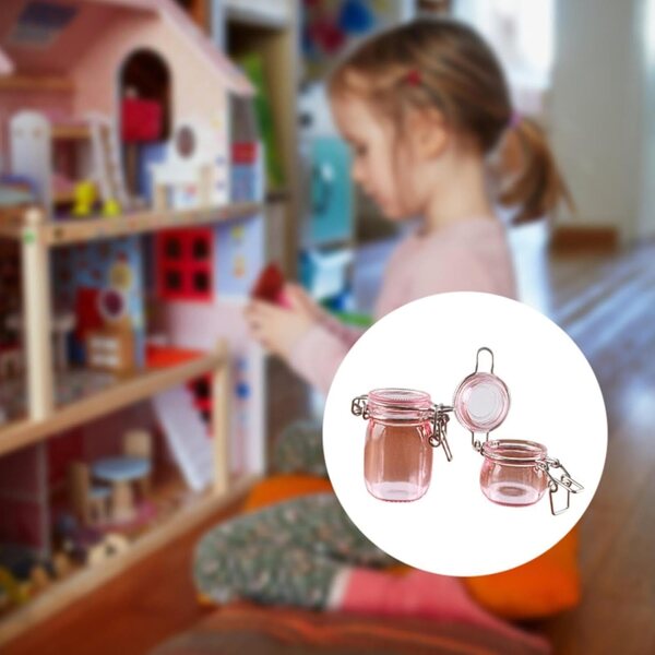 Sharplace Set mit 2 Miniaturgläsern 1:6 für Puppenhaus, rosa, widerstandsfähige Materialien