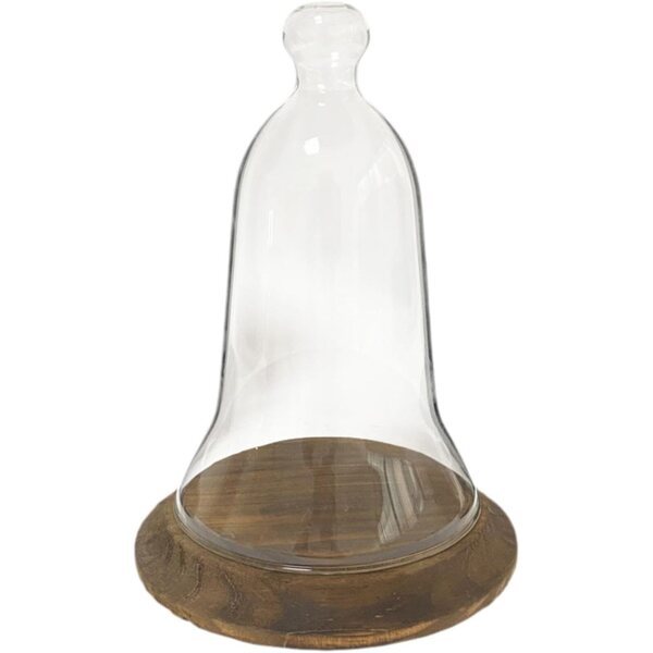 KESOTO Cupola in Vetro Trasparente con Base in Legno, Contenitore per Statuette e Fiori Conservati