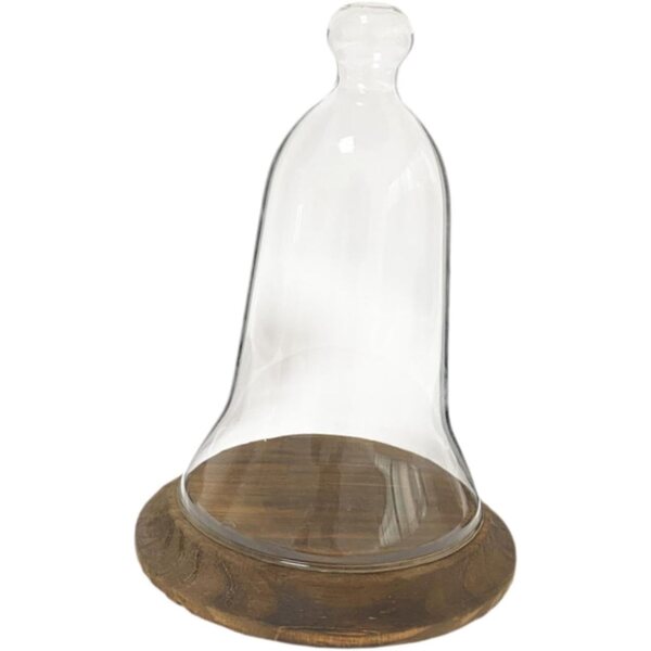 KESOTO Cupola in Vetro Trasparente con Base in Legno, Contenitore per Statuette e Fiori Conservati