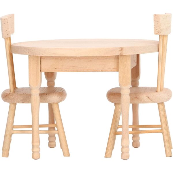 Hidyliu Set da Pranzo Retro in Legno di Betulla per Casa delle Bambole Miniatura