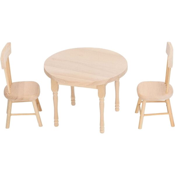 Hidyliu Set da Pranzo Retro in Legno di Betulla per Casa delle Bambole Miniatura