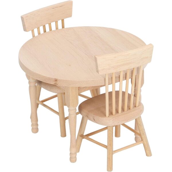 Hidyliu Set da Pranzo Retro in Legno di Betulla per Casa delle Bambole Miniatura