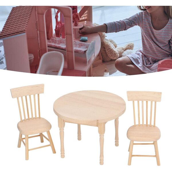 Hidyliu Set da Pranzo Retro in Legno di Betulla per Casa delle Bambole Miniatura