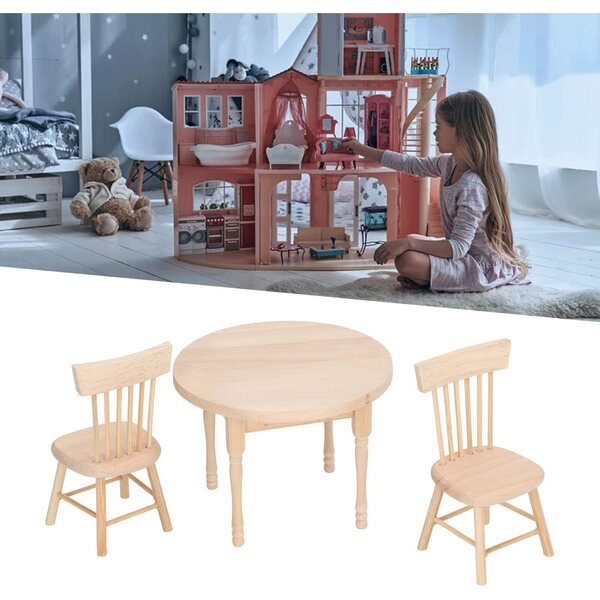 Hidyliu Set da Pranzo Retro in Legno di Betulla per Casa delle Bambole Miniatura