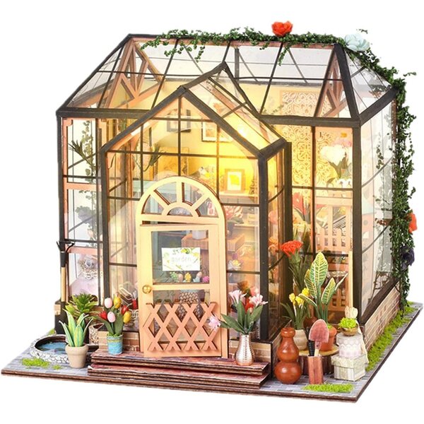 3D-Miniaturhaus-Bausatz aus Holz, kreative Dekoration für Regale und Räume