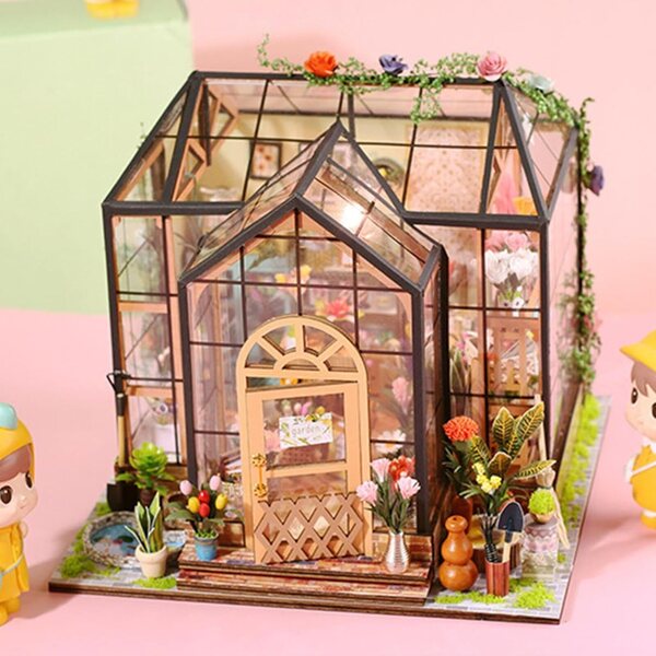 3D-Miniaturhaus-Bausatz aus Holz, kreative Dekoration für Regale und Räume