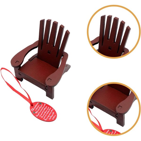 Oshhni Miniatur-Schaukelstuhl aus Holz für Puppenhäuser und Weihnachtsdekorationen