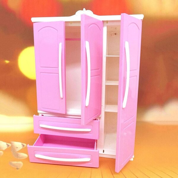 Armadietto Rosa per Casa delle Bambole con 20 Grucce, Mobili Decorativi Resistente