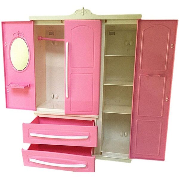 Armadietto Rosa per Casa delle Bambole con 20 Grucce, Mobili Decorativi Resistente