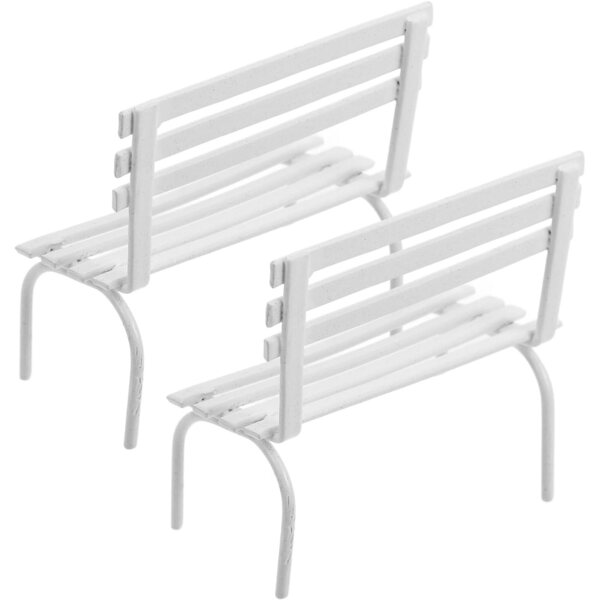 Abaodam Mini Panca Giardino 2 Pezzi in Ferro Bianco per Casette e Micro Paesaggi