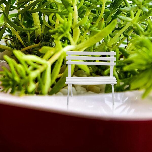 Abaodam Mini Panca Giardino 2 Pezzi in Ferro Bianco per Casette e Micro Paesaggi
