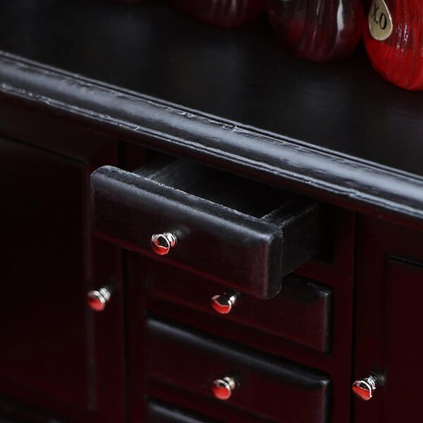 Mini armadio a cassetto 1:12 per casa delle bambole - modello elegante nero in legno