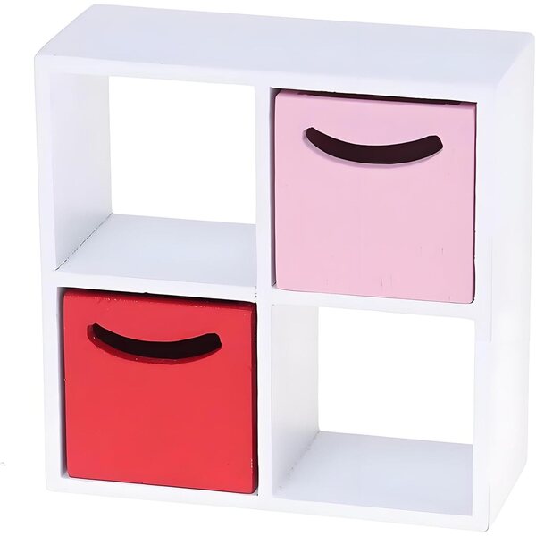 Armadio vetrina in legno 1:12 per casa delle bambole con 4 scomparti e cassetto