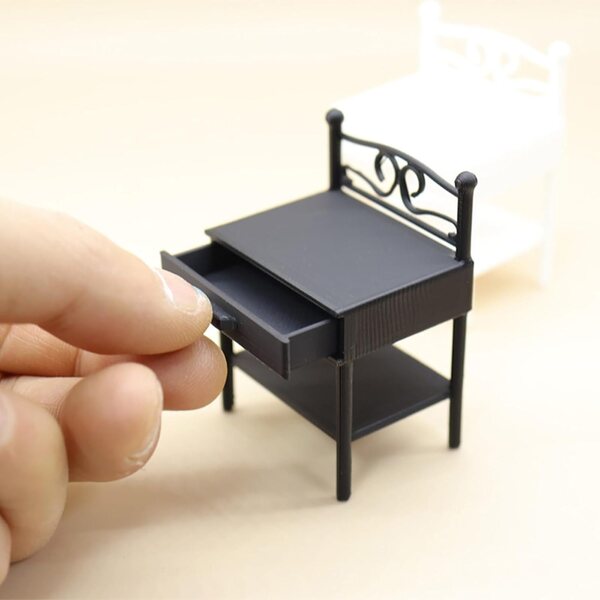 1/12 Miniatur-Nachttisch mit zu öffnenden Türen für Puppenhäuser – CAZSTYK