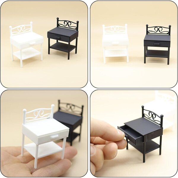 1/12 Miniatur-Nachttisch mit zu öffnenden Türen für Puppenhäuser – CAZSTYK