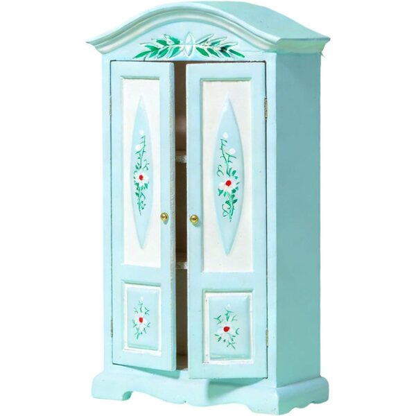 Armadio floreale in legno 1:12 per casa delle bambole, miniatura CAZSTYK blu e bianco