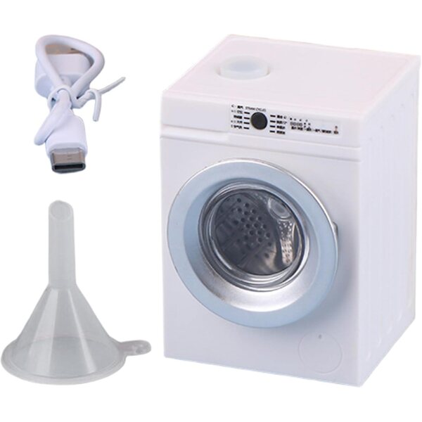 1:12 wiederaufladbare Mini-Waschmaschine mit zu öffnendem Deckel und Schlauch für Puppenhaus