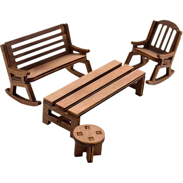 Sedia vintage a dondolo in legno per casa delle bambole scala 1:12, modello realistico