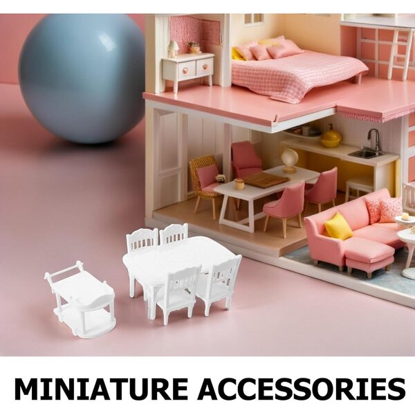 1/12 LOPUNER Puppenhaus-Miniaturset mit Tisch, Stuhl und Servierwagen
