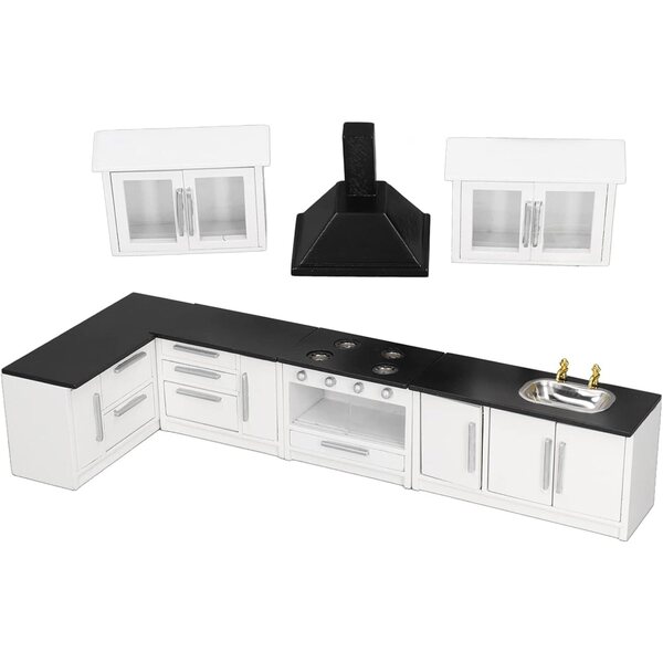Chrees Mini Mobile Cucina Casa delle Bambole 1:12 in Legno con Ante e Cassetti Funzionanti