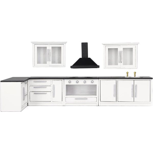 Chrees Mini Mobile Cucina Casa delle Bambole 1:12 in Legno con Ante e Cassetti Funzionanti