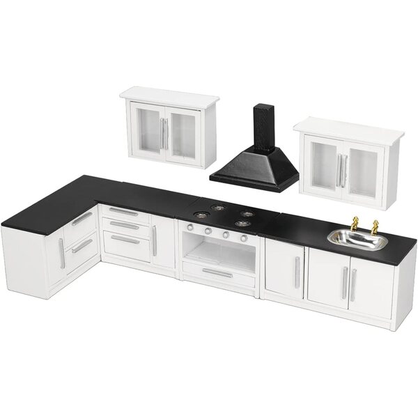 Chrees Mini Mobile Cucina Casa delle Bambole 1:12 in Legno con Ante e Cassetti Funzionanti