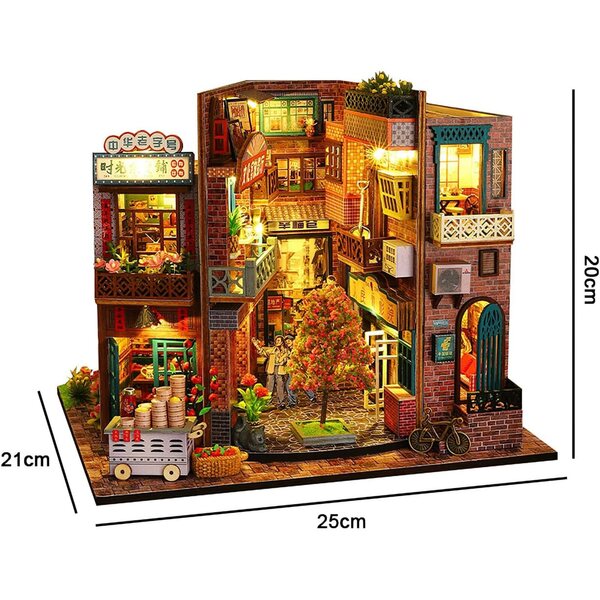 Miniatur-LED-Hausbausatz, detailliertes DIY für Erwachsene, Vintage-Dekoration