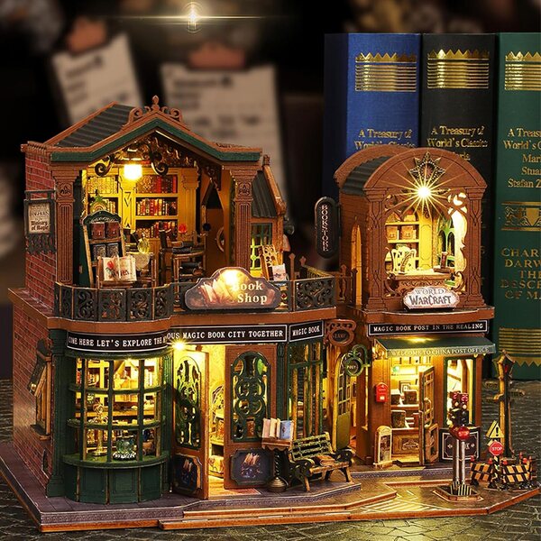 Kit Miniatura Casa con Luce LED - Libreria Fantasy Twilight Book City atibi