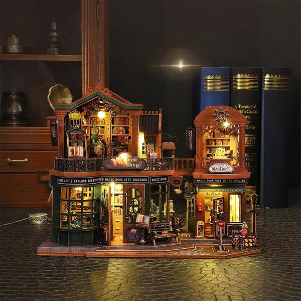 Kit Miniatura Casa con Luce LED - Libreria Fantasy Twilight Book City atibi