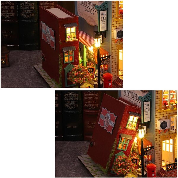 Miniatur-Hausbausatz mit LED-Leuchten, europäisches Vintage-DIY-Kunsthandwerk, originelle Dekoration