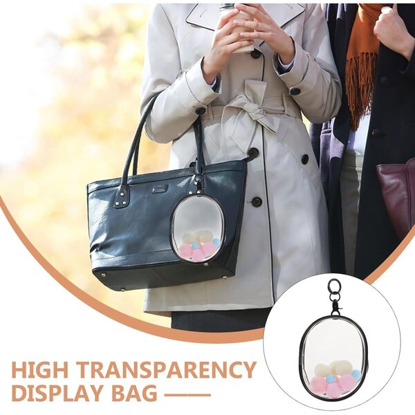 DECHOUS Borsa Trasparente Mini in PVC con Zip e Gancio per Bambole 13x10,5x5,5 cm