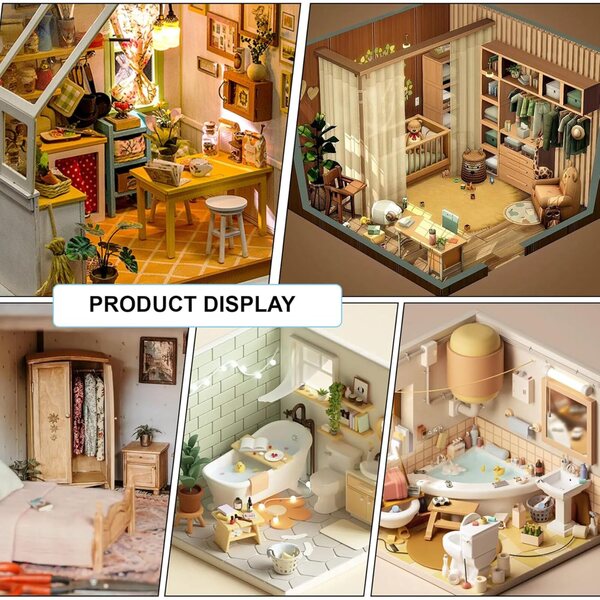 1:12 Miniatur-Wäschekorb für Puppenhaus aus Holz und Stoff
