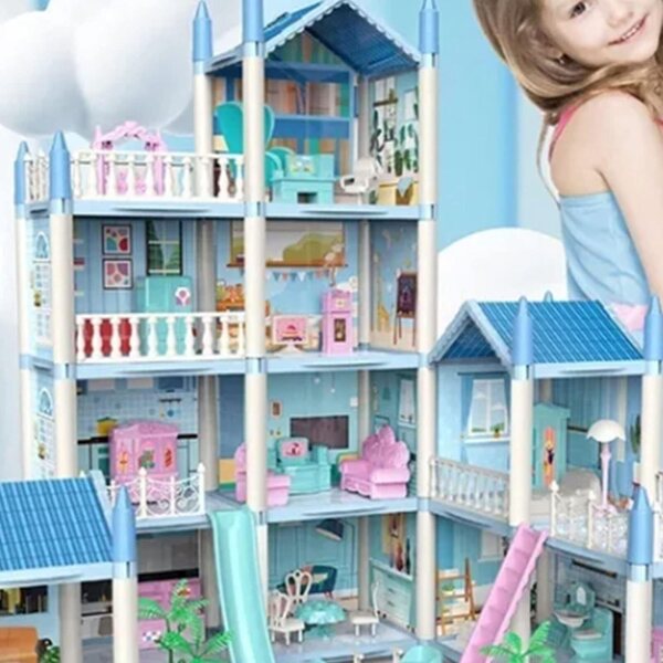 Castello luminoso per bambole con 14 stanze e accessori, gioco educativo e creativo